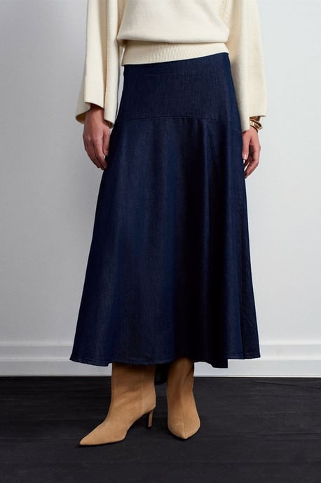 Hochtaillierter Maxi A-Linien Jeansrock - Image 5