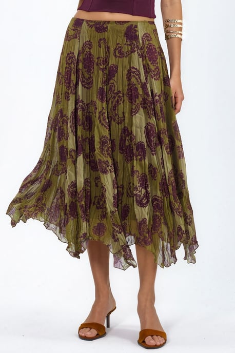 High-Waist Paisley Chiffon Maxi Skirt - Image 1
