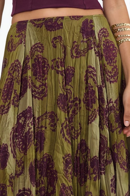 High-Waist Paisley Chiffon Maxi Skirt - Image 2