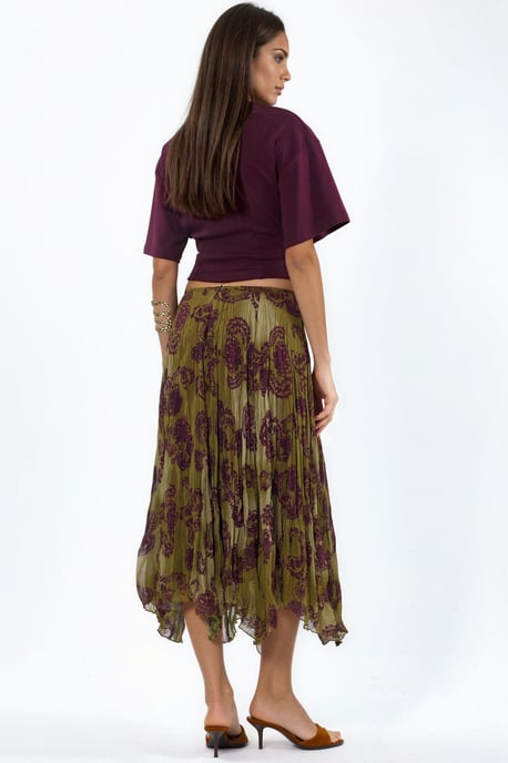 High-Waist Paisley Chiffon Maxi Skirt - Image 3