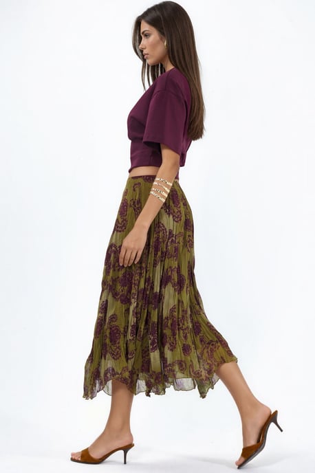 High-Waist Paisley Chiffon Maxi Skirt - Image 4