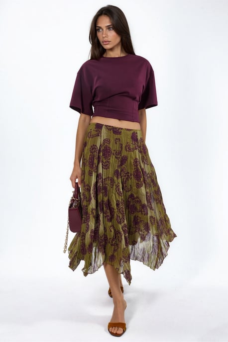 High-Waist Paisley Chiffon Maxi Skirt - Image 5