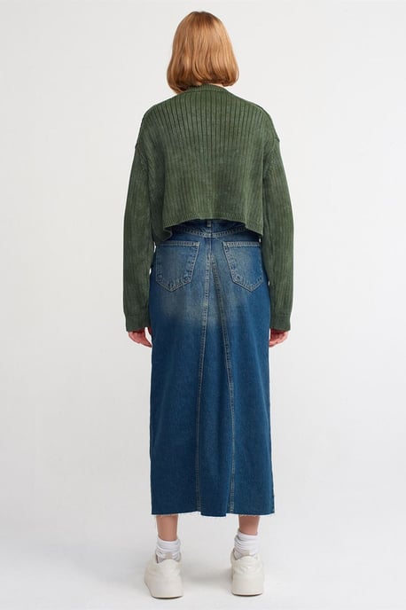 Hoch taillierter Maxi-Denim A-Linien-Rock - Image 2