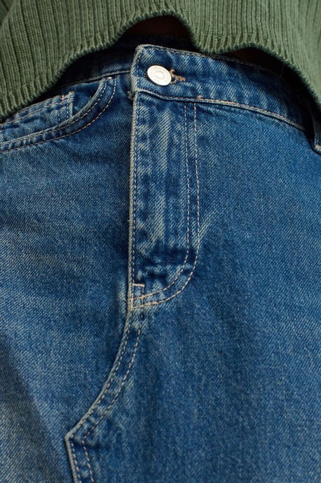 Hoch taillierter Maxi-Denim A-Linien-Rock - Image 3