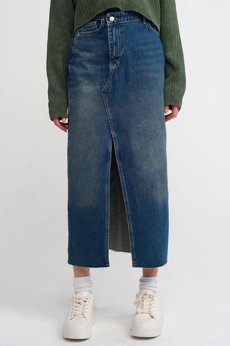 Hoch taillierter Maxi-Denim A-Linien-Rock - Image 4