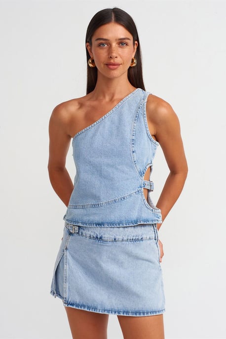 Baumwoll-Denim Mini A-Linien-Rock - Image 3