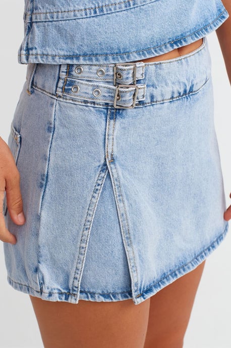 Baumwoll-Denim Mini A-Linien-Rock - Image 4