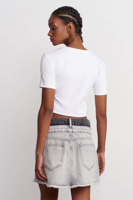 Damen Mini Jeansrock mit mittelhoher Taille - Image 2