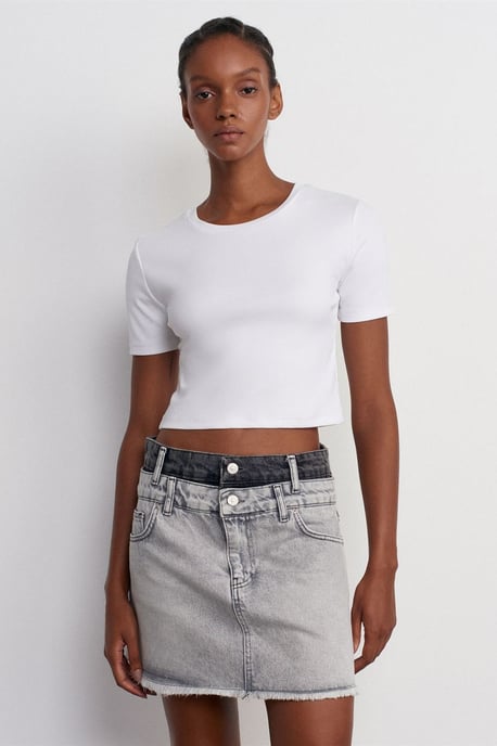 Damen Mini Jeansrock mit mittelhoher Taille - Image 3