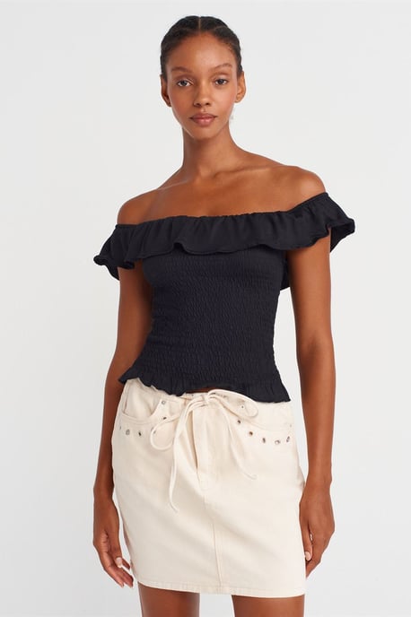 Damen Baumwoll-Denim Minirock mit Bindegürtel - Image 4