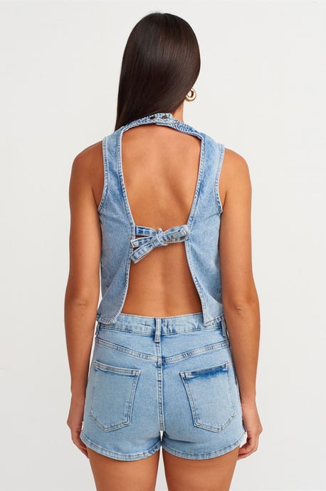 Hochtaillierter Denim-Minirock - Image 2