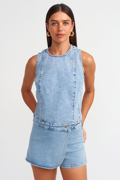 Hochtaillierter Denim-Minirock - Image 3