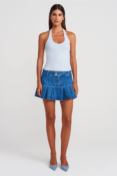 Mini-Denim-Skaterrock mit mittlerer Taille - Image 1