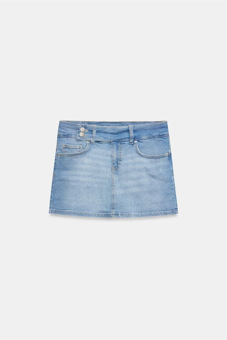 Hoch-taillierter Denim-Minirock mit Gürtel - Image 5