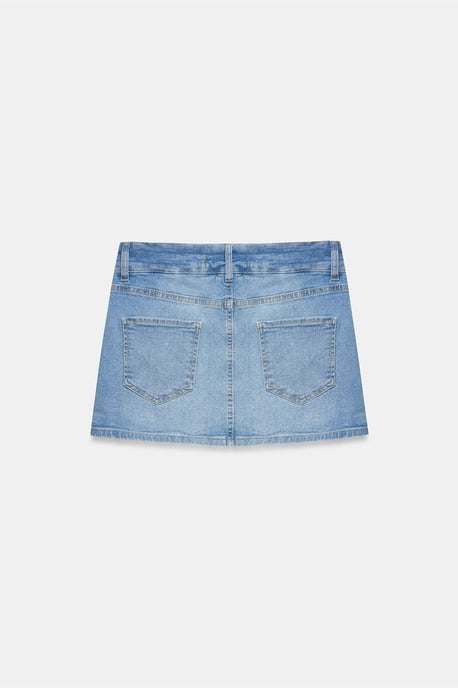 Hoch-taillierter Denim-Minirock mit Gürtel - Image 6