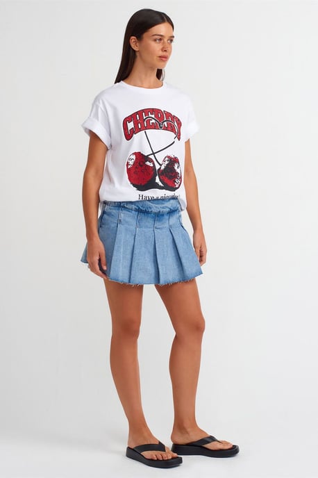 Mid-Waist Mini-Denim-Skaterrock - Image 1