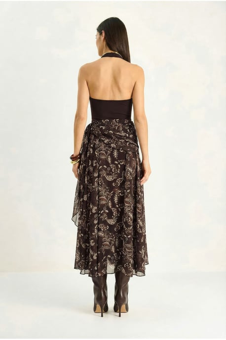Ethnisches Druck Chiffonbluse und Midi-Rock Set - Image 4