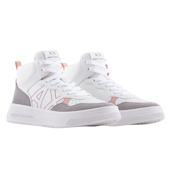 Armani Exchange - Blockfarben High Top Turnschuhe für Damen (Weiß/Pink) - Image 4