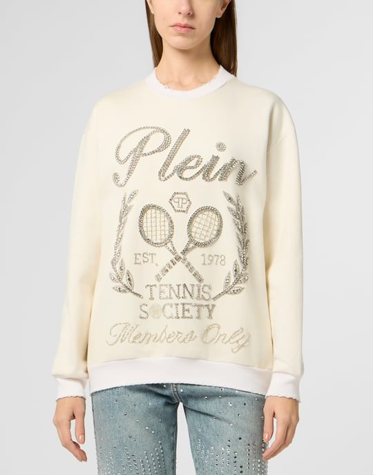 Washed Sweatshirt Tennis Society Strass - Image 2