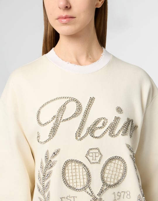 Washed Sweatshirt Tennis Society Strass - Image 3