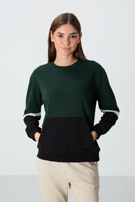 Übergrößen Farbblockiertes Rundhals-Sweatshirt - Image 1