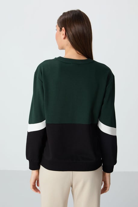 Übergrößen Farbblockiertes Rundhals-Sweatshirt - Image 3