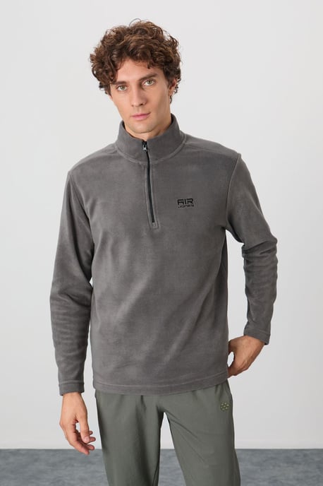 Herren Plüsch Halbzip Sweatshirt - Image 1
