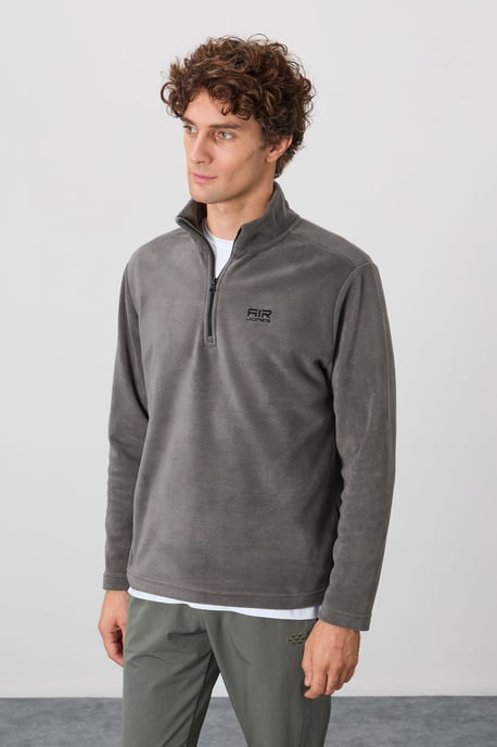 Herren Plüsch Halbzip Sweatshirt - Image 4
