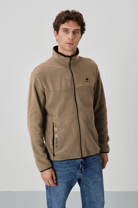 Tommy Life Herren Plüsch-Sweatshirt mit Reißverschluss vorne - Schwarz - Image 3