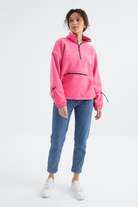 Übergrösserer Plüsch-Half-Zip-Sweatshirt - Image 2