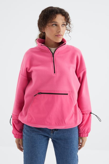 Übergrösserer Plüsch-Half-Zip-Sweatshirt - Image 3