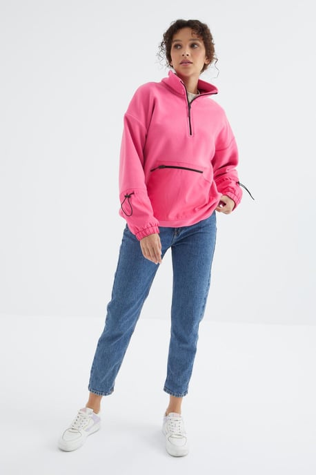 Übergrösserer Plüsch-Half-Zip-Sweatshirt - Image 4