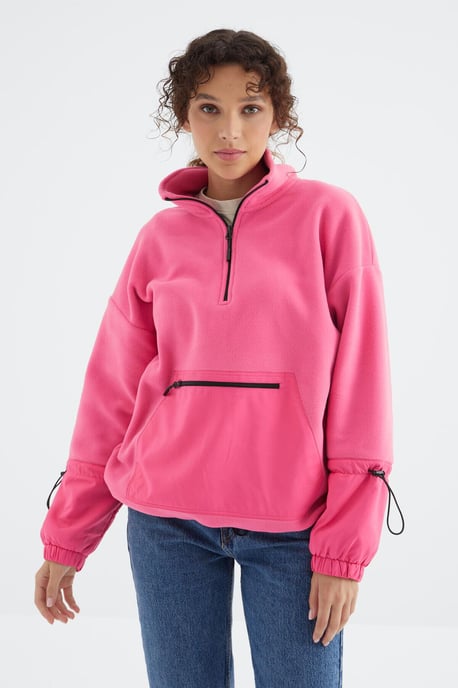 Übergrösserer Plüsch-Half-Zip-Sweatshirt - Image 5
