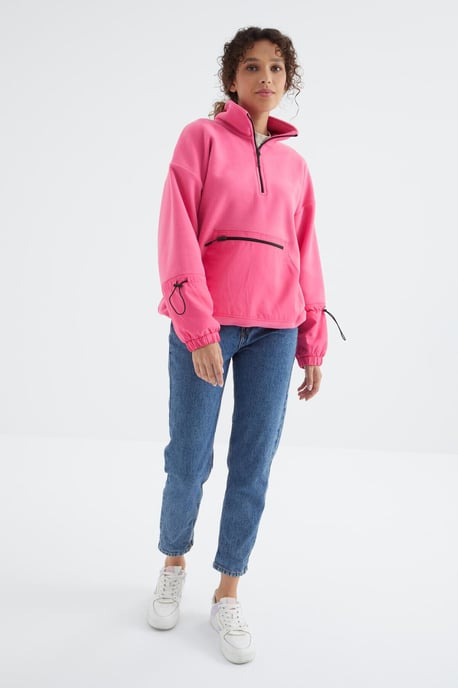 Übergrösserer Plüsch-Half-Zip-Sweatshirt - Image 6