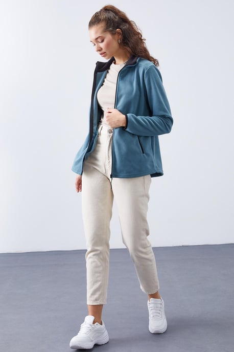 Damen Plüsch Zip-Front Sweatshirt - Image 4