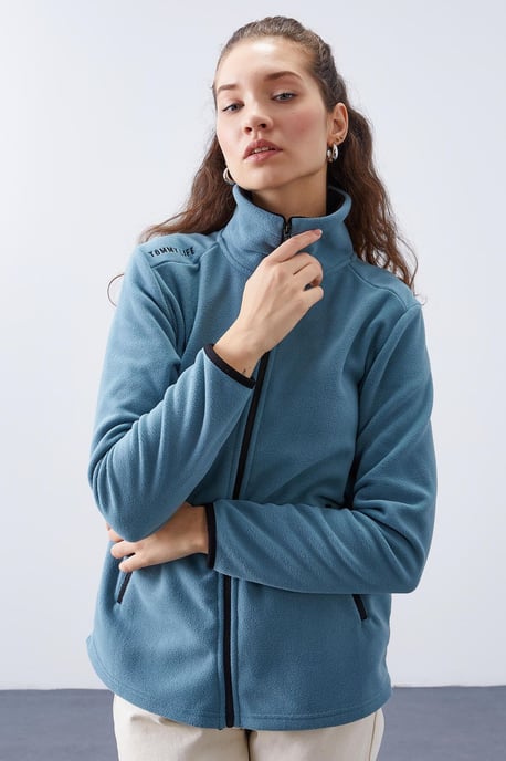 Damen Plüsch Zip-Front Sweatshirt - Image 6