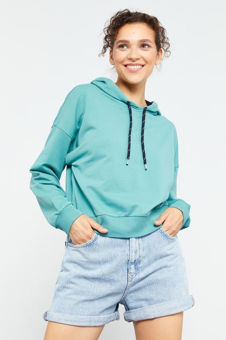 Lässiges Kapuzensweatshirt mit Bindegürtel - Image 1