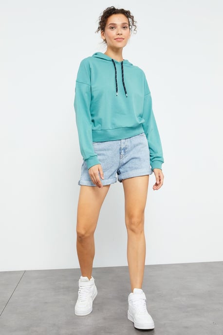 Lässiges Kapuzensweatshirt mit Bindegürtel - Image 2