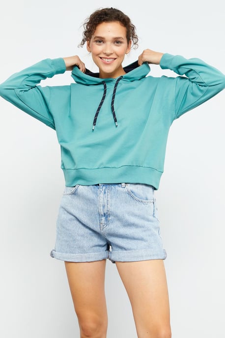 Lässiges Kapuzensweatshirt mit Bindegürtel - Image 3