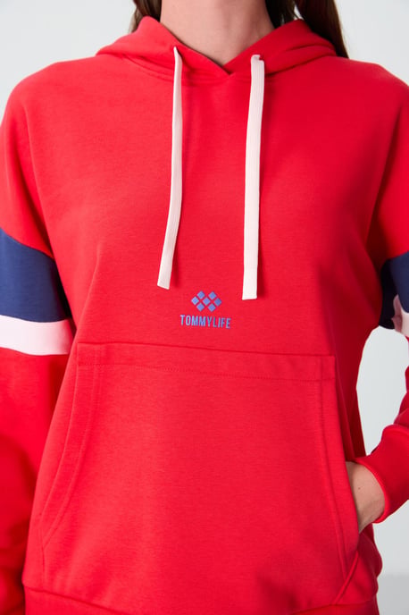 Übergroßer Farbblock-Hoodie mit Tasche - Image 2