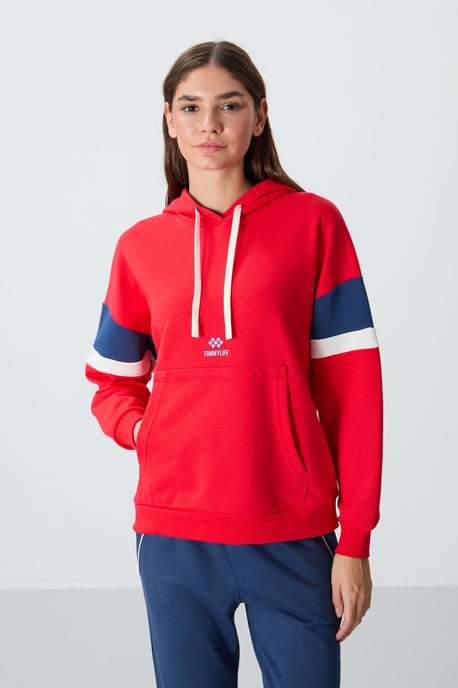 Übergroßer Farbblock-Hoodie mit Tasche - Image 4