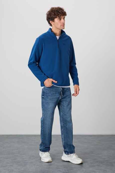 Herren Plüsch Halb-Reißverschluss Sweatshirt - Image 2