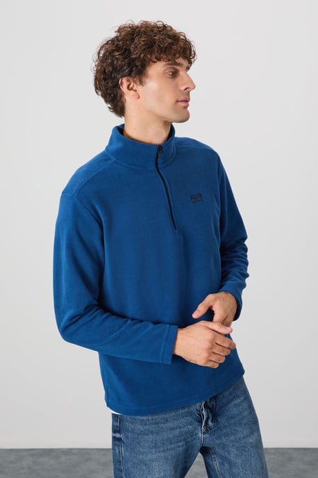 Herren Plüsch Halb-Reißverschluss Sweatshirt - Image 4