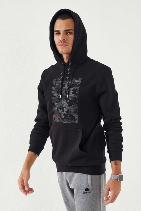 Herren Kapuzenpullover mit Camouflage-Print - Image 1