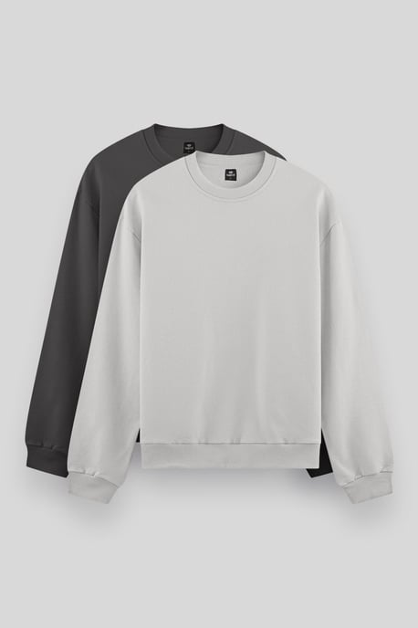 Herren Unifarben Rundhals-Sweatshirt - Image 1