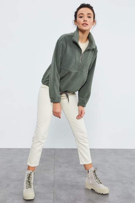 Übergroßer Half-Zip Plüsch-Sweatshirt - Image 2