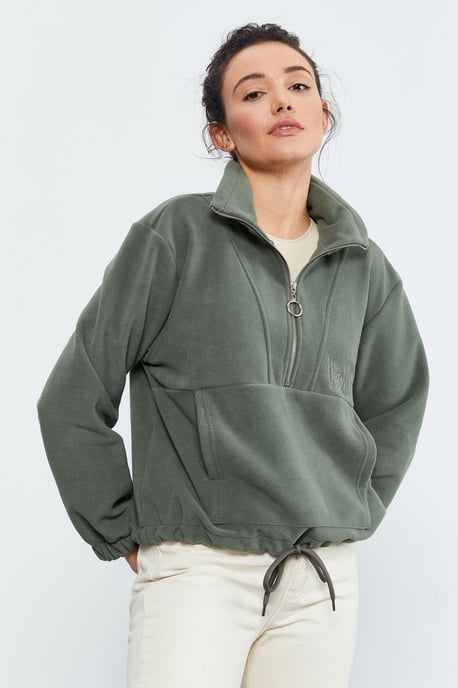 Übergroßer Half-Zip Plüsch-Sweatshirt - Image 3