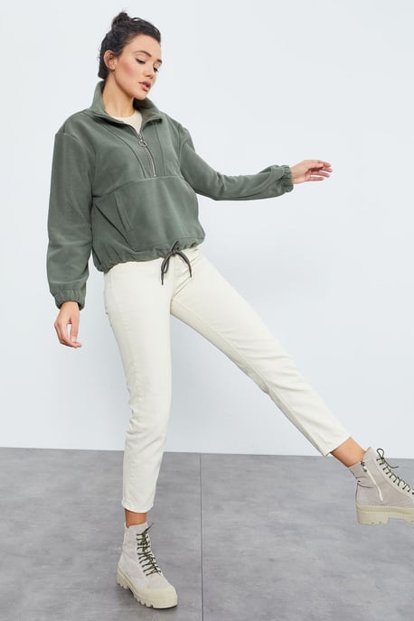 Übergroßer Half-Zip Plüsch-Sweatshirt - Image 4