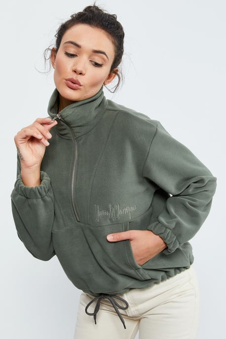Übergroßer Half-Zip Plüsch-Sweatshirt - Image 5