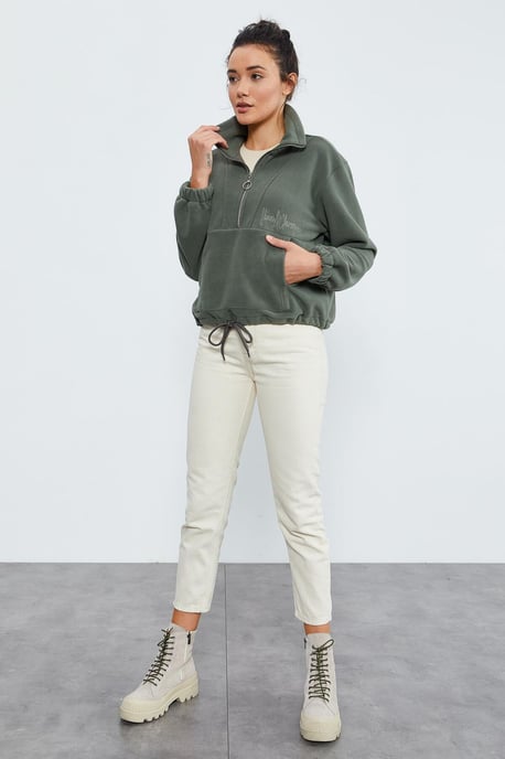 Übergroßer Half-Zip Plüsch-Sweatshirt - Image 6